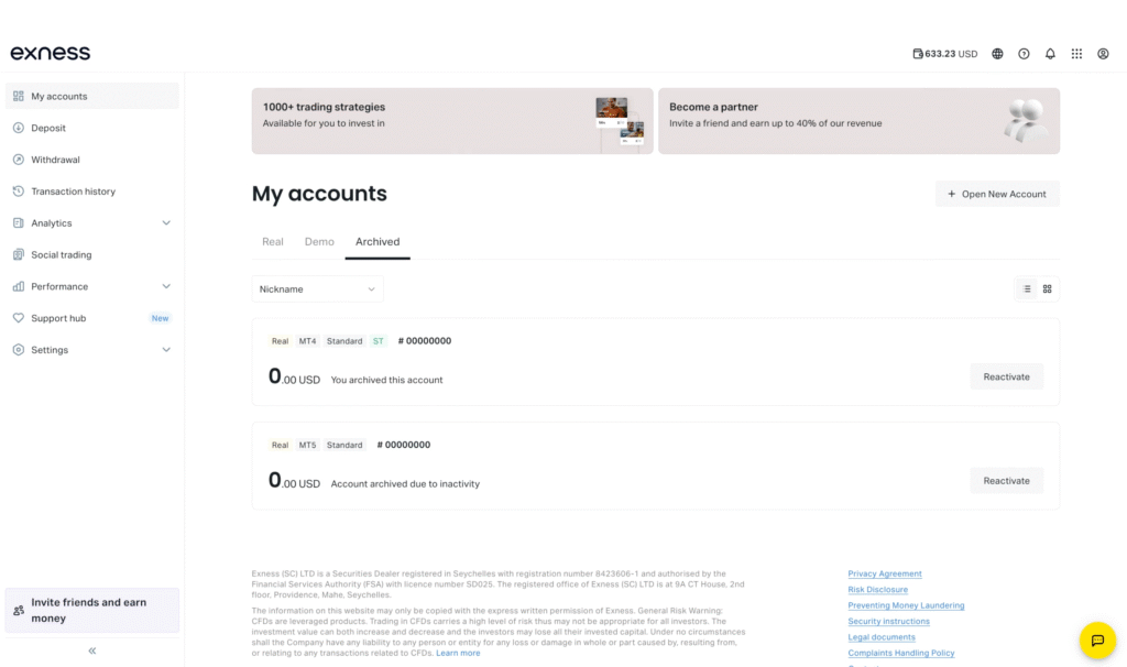 檔案 Exness 帳戶 